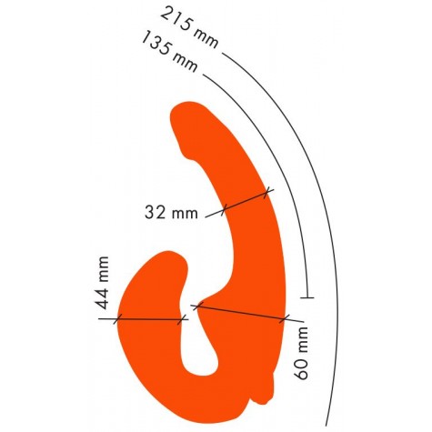 Оранжевый анатомический страпон с вибрацией